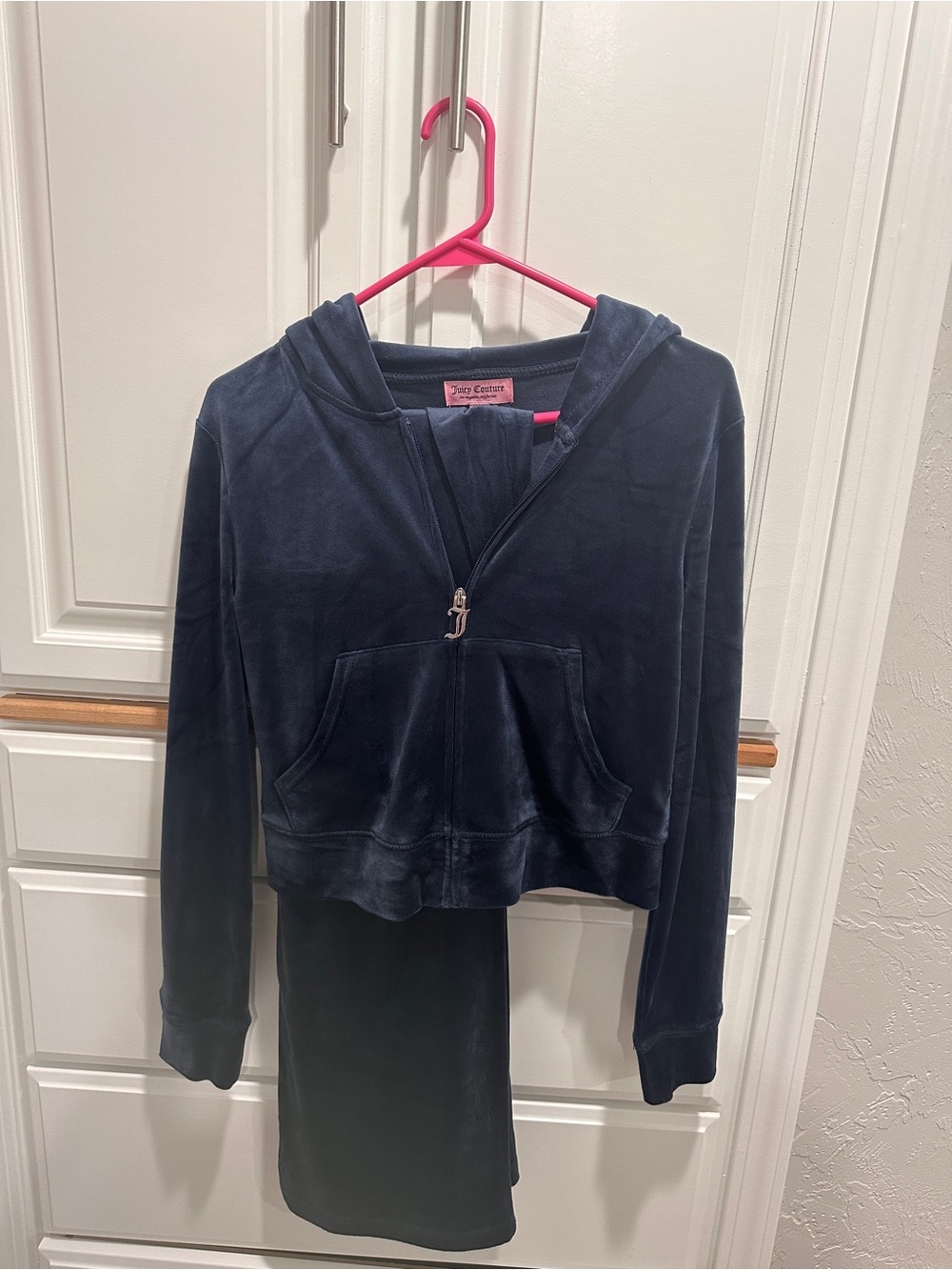 Juicy Couture Navy Blue Velour 2-Piece Tracksuit Set - Size M